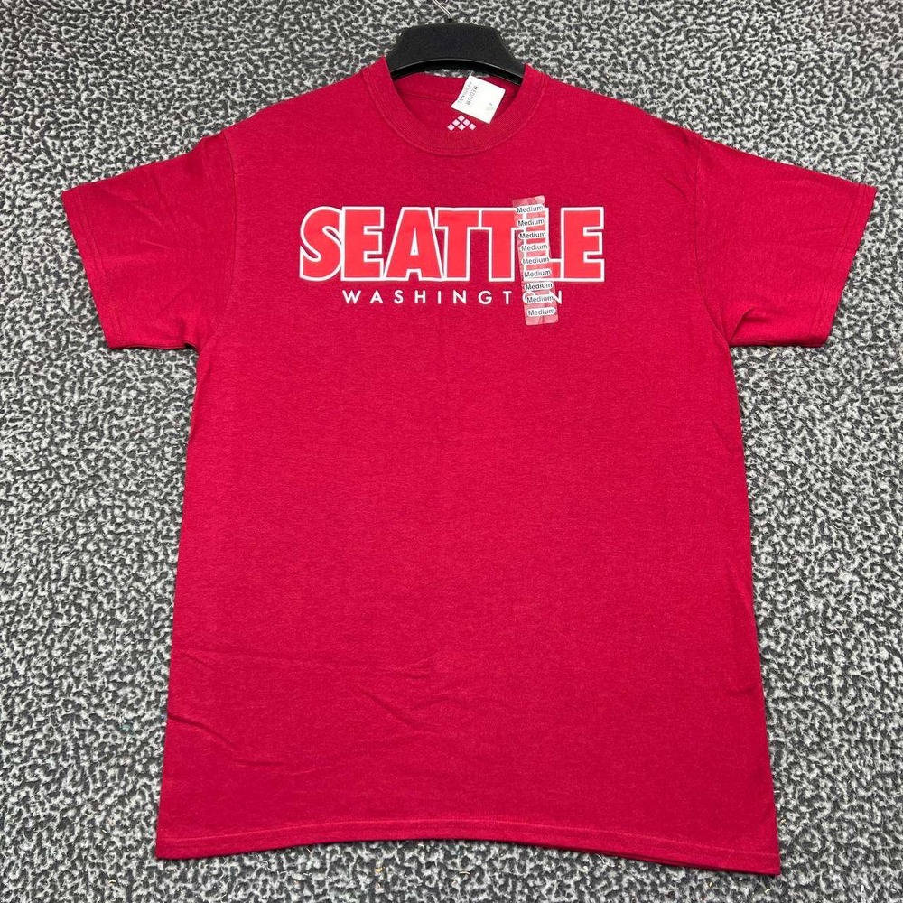 Seattle Washington Shirt Men Medium Red Point Sportswear Short Sleeve Cotton M
